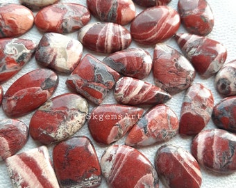 New Red Mushroom Jasper Cabochon Wholesale Lot By Weight With Different Shapes And Sizes Used For Jewelry Making