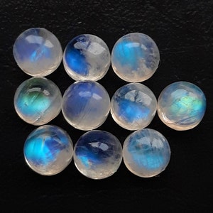 6mm 10pcs Lot AAA+ Quality Natural Rainbow Moonstone Cabochon Loose Gemstone For Making  Jewelry and pendant