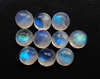 6mm 10pcs Lot AAA+ Quality Natural Rainbow Moonstone Cabochon Loose Gemstone For Making  Jewelry and pendant