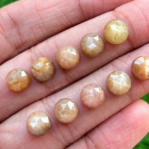 8 mm natuurlijke gele saffier roossnede rond, plaksteen roossnede - topkwaliteit roosgeslepen edelsteen met platte achterkant 10 stuks veel voor sieraden maken,