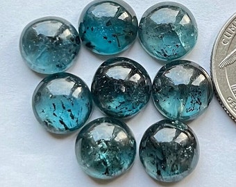 Top Selected 8 pcs 10mm Teal Kyanite Smooth Cabochon Loose Gemstone For Jewelry Making