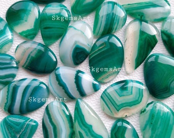 Wholesale Lot of Green Banded Onyx  Cabochon By Weight With Different Shapes And Sizes Used For Jewelry Making