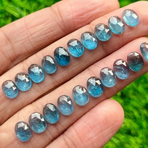 New 6x8mm 20 pcs Top Neon Kyanite Rosecut Loose Gemstone For Jewelry Making