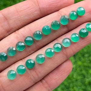 20 pcs Lot 6mm Green Onyx Rosecut Round Shape Loose Gemstone for Making Jewelry