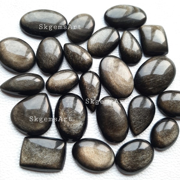 Golden Shine Obsidian Cabochon Wholesale Lot By Weight With Different Shapes And Sizes Used For Jewelry Making