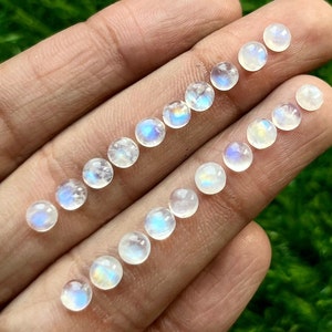 New 5mm 20pcs Lot AAA Quality Natural Rainbow Moonstone Cabochon Loose Gemstone For Making Jewelry and pendant image 1