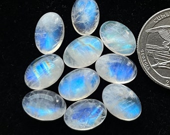 Top Rainbow Moonstone 8x12mm Oval Cabochon Loose Gemstone For Making  Jewelry and pendant