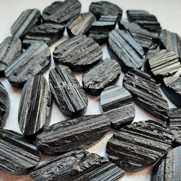 Natural Black Tourmaline Druzy Cabochon, Wholesale Lot  Cabochon By Weight With Different Shapes And Sizes Used For Jewelry Making