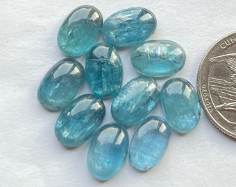 Selezionato nuovo cabochon in cianite al neon da 8x10 mm - pietra preziosa con retro piatto di alta qualità, lotto di 10 pezzi per la creazione di gioielli,