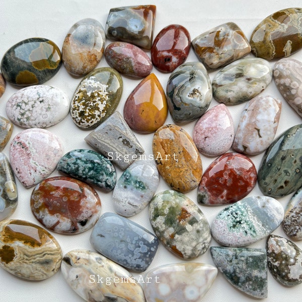 Top OCEAN Jasper, Wholesale Lot  Cabochon By Weight With Different Shapes And Sizes Used For Jewelry Making