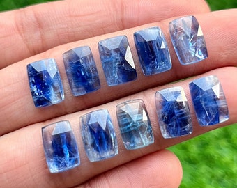 New 8x12mm Fancy Shape Blue Kyanite Rosecut - Top Quality  Rose Cut Flat Back Gemstone 10 Pieces Lot For Jewelry Making,