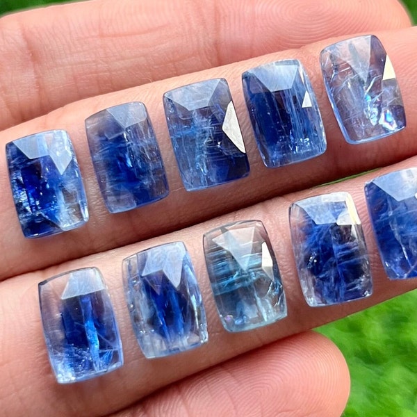 New 8x12mm Fancy Shape Blue Kyanite Rosecut - Top Quality  Rose Cut Flat Back Gemstone 10 Pieces Lot For Jewelry Making,
