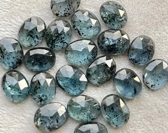 New 7x9mm 20 pcs Pack Natural Teal Moss Kyanite Rosecut - Top Quality  Rose Cut Flat Back Gemstone 10 Pieces Lot For Jewelry Making,
