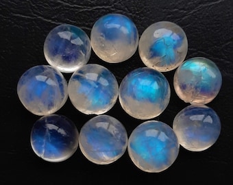 8mm 5pcs Lot AAA+ Quality Natural Rainbow Moonstone Cabochon Loose Gemstone For Making  Jewelry and pendant