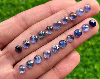 20 pcs Pack 6mm Blue Kyanite Rosecut - Top Quality  Rose Cut Flat Back Gemstone 20 Pieces Lot For Jewelry Making,