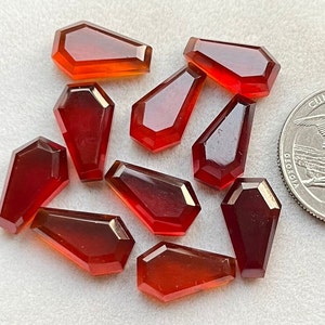 New Hessonite Garnet 10x16mm Step Cut Coffin, 5 pcs Pack,  Coffin Shape ,Gemstone, Flatback Gemstones Used For Jewelry Making