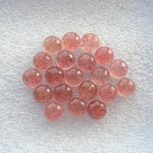 8mm 10pcs Red Strawberry Quartz Round Cabochon Loose Gemstone For Making Jewelry and pendant image 1