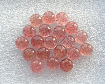 8mm 10pcs Red Strawberry Quartz Round Cabochon Loose Gemstone For Making  Jewelry and pendant