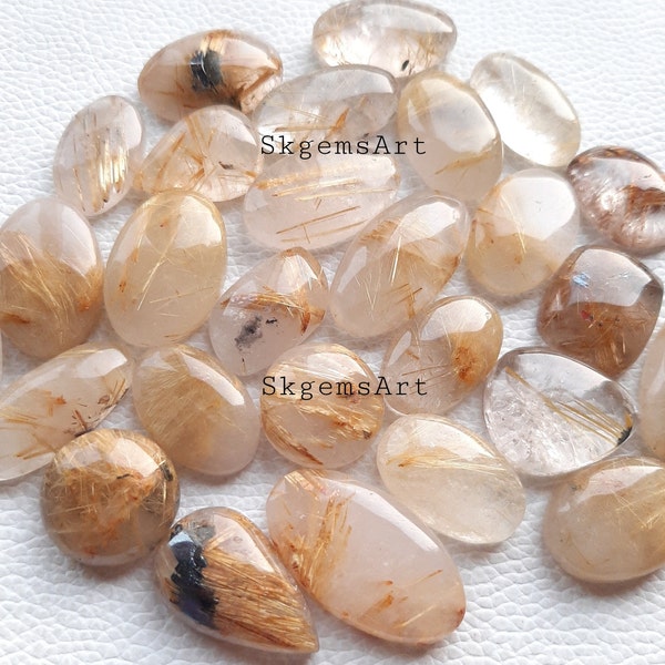 Natural Golden Rutile Cabochon Wholesale Lot By Weight With Different Shapes And Sizes Used For Jewelry Making
