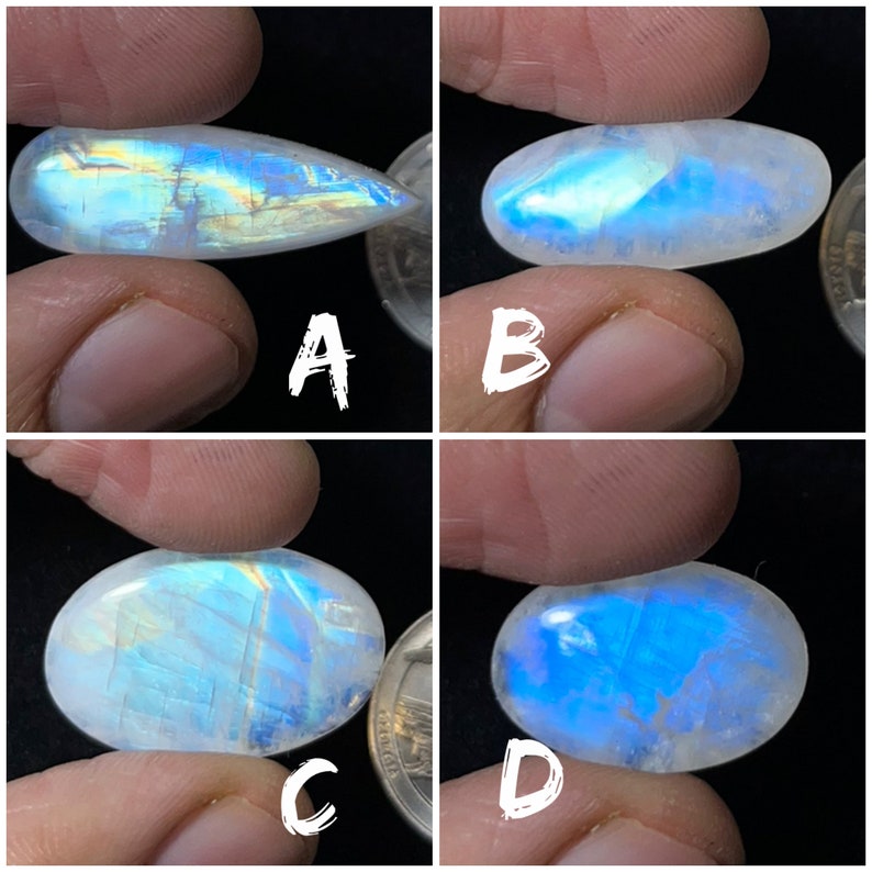 Top AAA Quality Natural Rainbow Moonstone Cabochon Loose Gemstone For Making Jewelry and pendant image 1