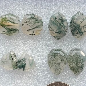 Selected 8 pcs Lot Freeform Natural Moss Agate StepcutLoose Gemstone For Making Jewelry