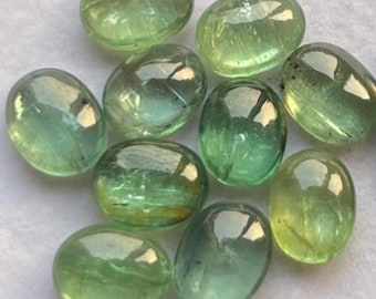 Selected New 8x10mm Emerald Kyanite Cabochon - Top Quality Flat Back Gemstone 10 Pieces Lot For Jewelry Making,