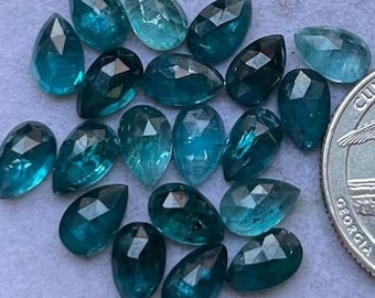 Paquete de 20 piedras preciosas de cianita Paraiba neón natural de 5 x 8 mm con corte de rosa - Lote de 20 piezas de piedras preciosas de corte de rosa de alta calidad con parte posterior plana para la fabricación de joyas.
