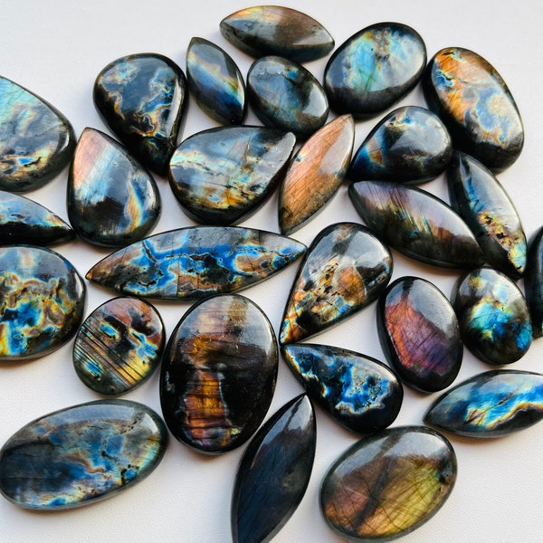 New Spectrolite Labradorite Wholesale Lot  Cabochon By Weight With Different Shapes And Sizes Used For Jewelry Making