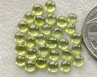 Top Natural Peridot 30 pcs pack 4mm Round Cabochon Loose Gemstone For Ring and Jewelry Making