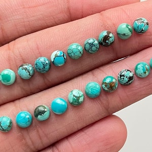 5mm 20pcs Pack Natural Tibetan Turquoise Flat Back Gemstone For Jewelry Making, Pendant, Ring image 1