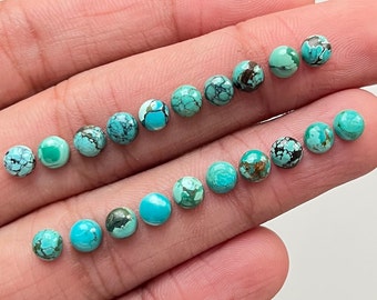 5mm 20pcs Pack Natural Tibetan Turquoise Flat Back Gemstone For Jewelry Making, Pendant, Ring