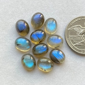 8x10mm Oval 10pcs pack Blue Labradorite Oval Cabochon Loose Gemstone For Making  Jewelry and pendant