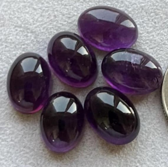 Selected 10x14mm 6 pieces Lot Natural Rich Color Amethyst Cabochon Lot, Loose Gemstone For Making Jewellery Pendant