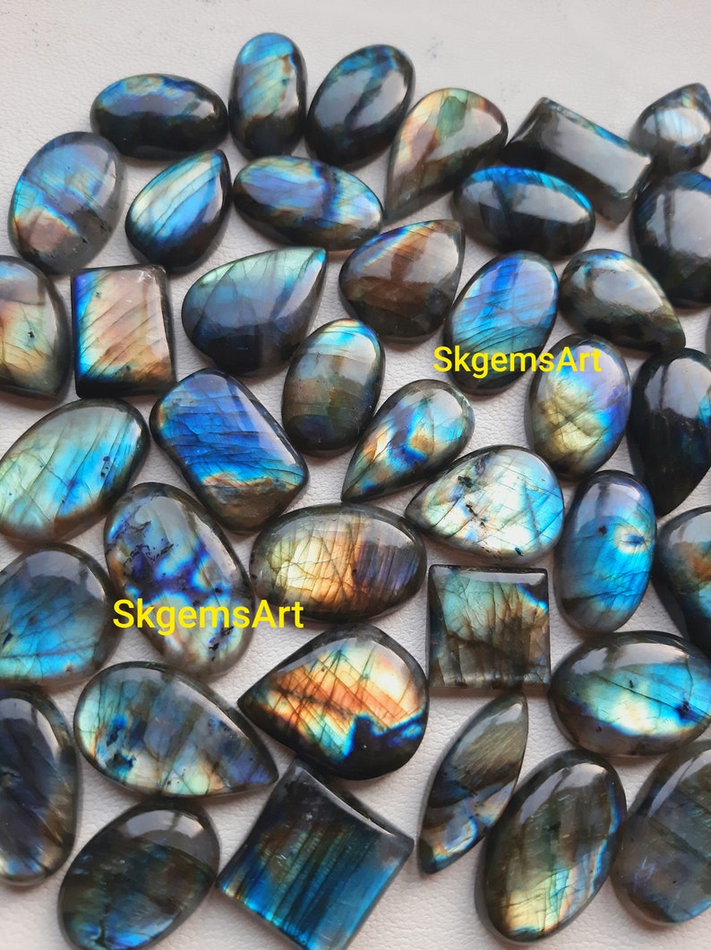 Lotto all'ingrosso AAA Blu e Multi Entrambi i fuochi Labradorite Cabochon Pietra preziosa sciolta per la creazione di gioielli immagine 1