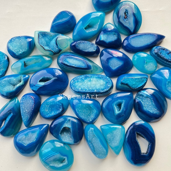 Blue Window Druzy Cabochon Wholesale lot, For Window Druzy Jewellery Making at bargain price White Window pendant