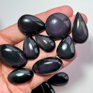 New RAINBOW Obsidian Cabochon Wholesale Lot By Weight With Different Shapes And Sizes Used For Jewelry Making