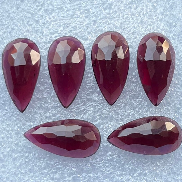 6 pcs Pack 10x20mm Pear Shape Natural Garnet Rosecut For Making Jewelry And Rings
