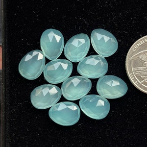 12x9x4mm Aquamarine Color Onyx Rose Cut Slice - Top Quality  Rose Cut Flat Back Gemstone 10 Pieces Lot For Jewelry Making, Pendant, Ring