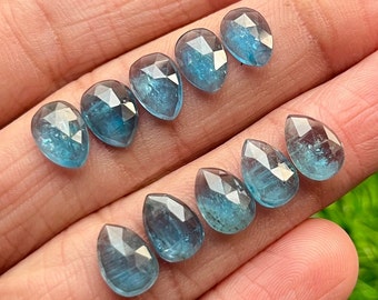 New 7x10mm 10 pcs Top Neon Kyanite Rosecut Loose Gemstone For Jewelry Making