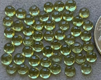 Selected Top Natural Peridot 50 pcs pack 4mm Round Cabochon Loose Gemstone For Ring and Jewelry Making
