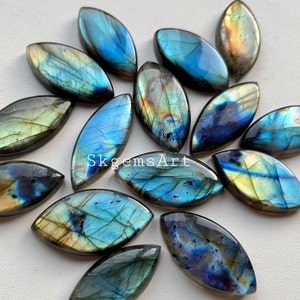 New Blue Multi Fire MARQUISE Shape LABRADORITE  Wholesale Lot AAA+ Blue and Multi Both Fire Cabochon Loose Gemstone For Jewelry Making