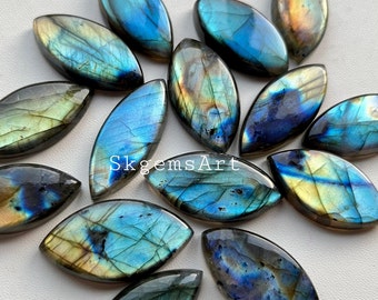 New Blue Multi Fire MARQUISE Shape LABRADORITE  Wholesale Lot AAA+ Blue and Multi Both Fire Cabochon Loose Gemstone For Jewelry Making