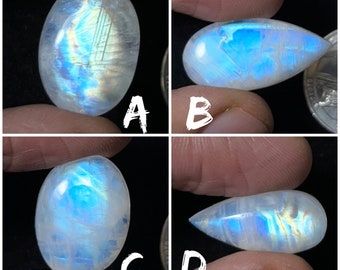 Cabochon de pierre de lune arc-en-ciel naturelle de qualité supérieure AAA +, pierres précieuses en vrac pour la fabrication de bijoux et de pendentifs