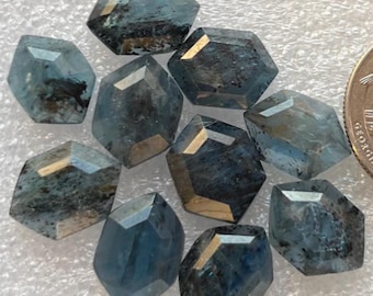 Ny blågrön mosskyanit 10 x 14 mm stegskuren - Rosenskuren platt ädelsten av högsta kvalitet, 10 stycken, för smyckestillverkning.