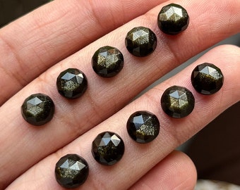 8mm Golden Obsidian Round 10 pcs pack ,Flatback Rosecut - Top Quality  Rose Cut Flat Back Gemstone 10 Pieces Lot For Jewelry Making,