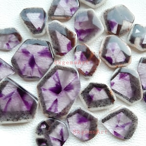 Natural Amethyst TRAPICHE Slice Cabochon Wholesale Lot By Weight With Different Shapes And Sizes Used For Jewelry Making