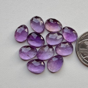 New Pink AMETHYST Cut Slice - Top Quality  Rose Cut Flat Back Gemstone 10 Pieces Lot For Jewelry Making, Pendant, Ring