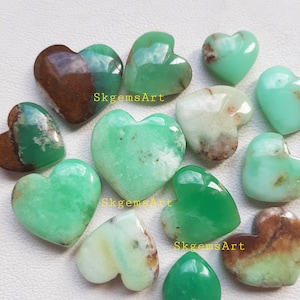 Natural Chrysoprase Heart Shape  Cabochon Used For Jewelry Making