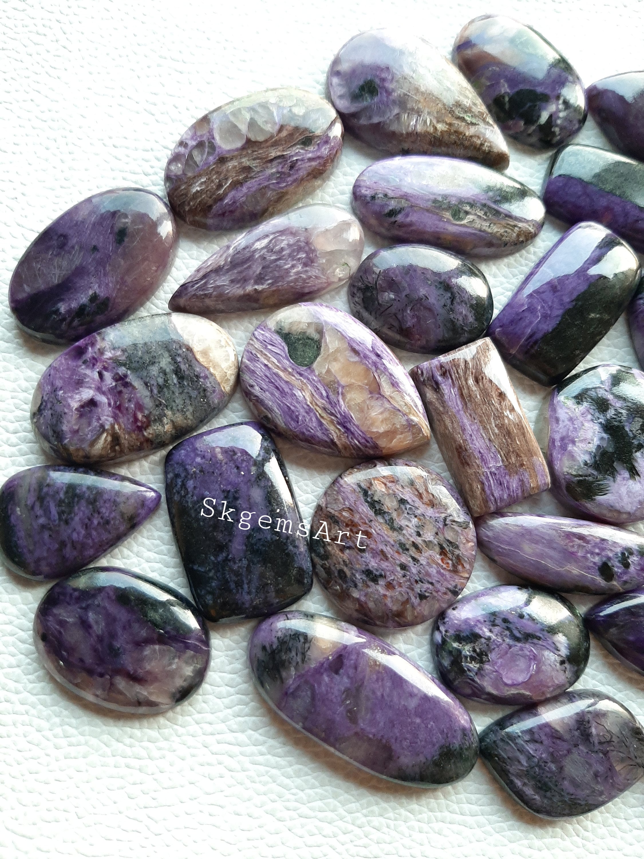 AAA Fine 100% Natural Russian Charoite Mix Cabochon Gemstone Collection CG-200 