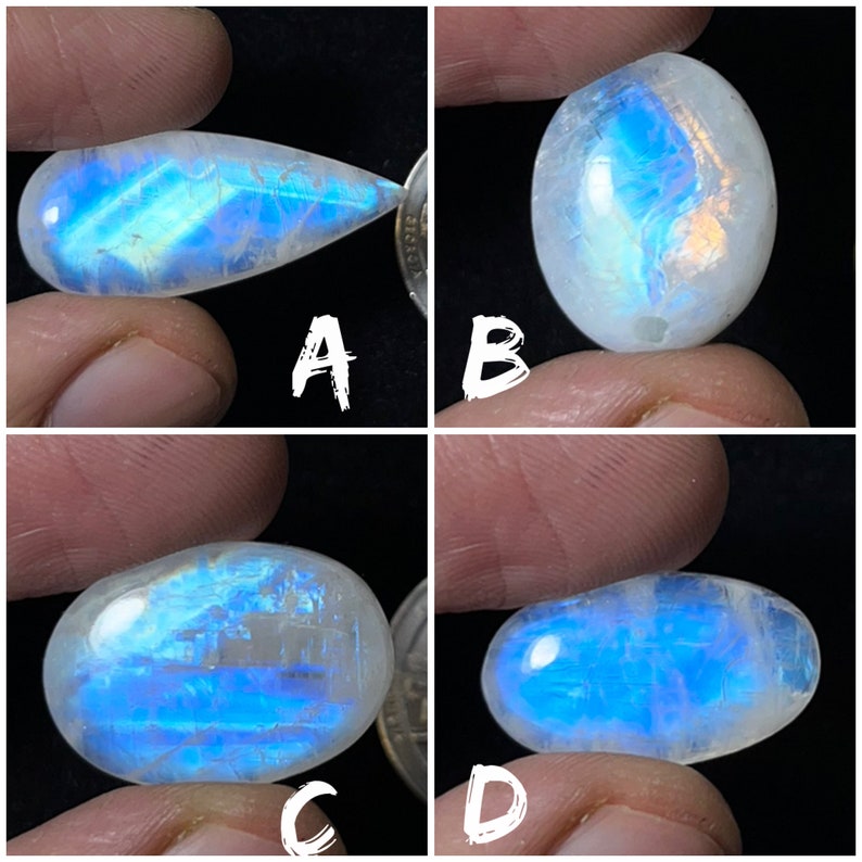 Cabochon de pierre de lune arc-en-ciel naturelle de qualité supérieure AAA , pierres précieuses en vrac pour la fabrication de bijoux et de pendentifs image 1